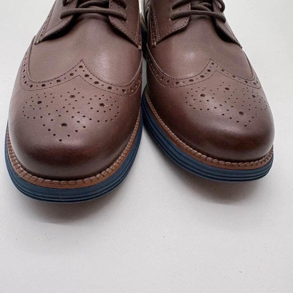 Cole Haan Original Grand Wingtip Oxford Brown Leather Navy Sole C39973 Mens 13M